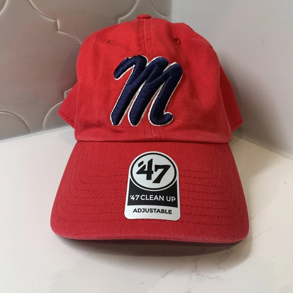 '47 Brand Ole Miss Rebels NCAA Adjustable Red Clean Up Hat Cap OSFM